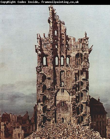 Bernardo Bellotto Ansicht von Dresden, Die Ruine der Kreuzkirche, von Osten aus gesehen